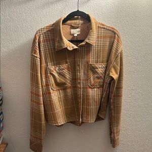 58. Thread & Supply Brown Plaid Utility Shacket